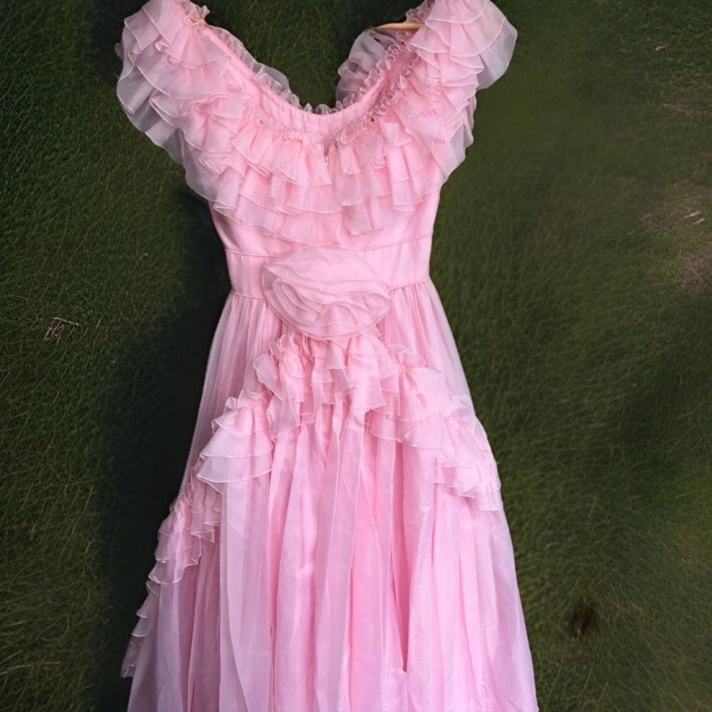 Vintage 1950s-1960s Era Mike Benet Dress Pink Ballgown 6 - Picture 8 of 14